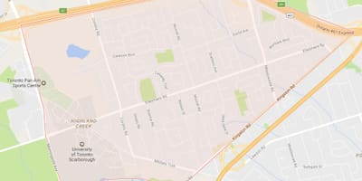 Žemėlapis Aukštaitijos Creek kaimynystės Toronto