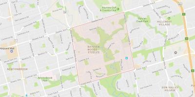 Žemėlapis Bayview Miškai – Steeles kaimynystės Toronto