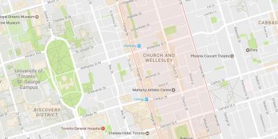 Žemėlapis Bažnyčios ir Wellesley kaimynystės Toronto