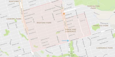 Žemėlapis Bedford Park kaimynystės Toronto