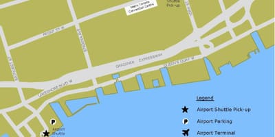 Žemėlapis Billy Bishop oro uosto, automobilių stovėjimo aikštelė