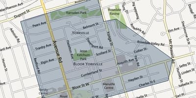 Žemėlapis Bloor Yorkville