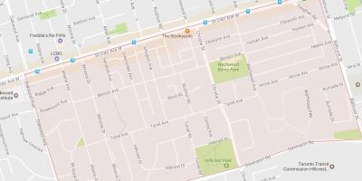 Žemėlapis Bracondale Hill kaimynystės Toronto