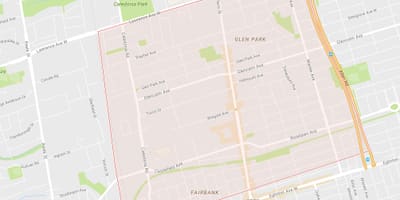Žemėlapis Briar Hill–Belgravia kaimynystės Toronto