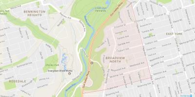 Žemėlapis Broadview Šiaurės kaimynystės Toronto