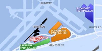 Žemėlapis Buffalo Niagara oro uosto, automobilių stovėjimo aikštelė