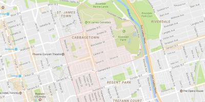 Žemėlapis Cabbagetown kaimynystės Toronto