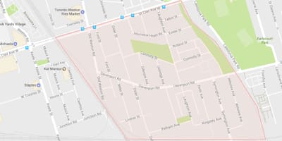 Žemėlapis Carleton Kaime kaimynystės Toronto