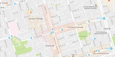 Žemėlapis Chinatown kaimynystės Toronto