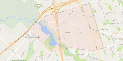 Žemėlapis Clairville kaimynystės Toronto