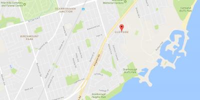 Žemėlapis Cliffside kaimynystės Toronto