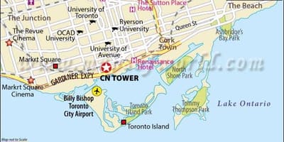Žemėlapis CN tower Toronte