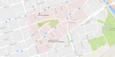 Žemėlapis Corktown kaimynystės Toronto