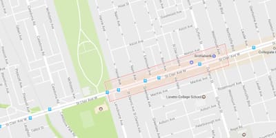 Žemėlapis Corso Italia kaimynystės Toronto
