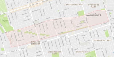 Žemėlapis Davenport kaimynystės Toronto