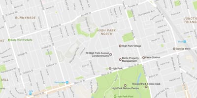 Žemėlapis Didelio Parko kaimynystės Toronto