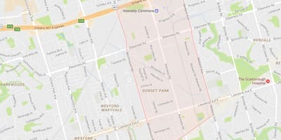 Žemėlapis Dorset Parko kaimynystės Toronto