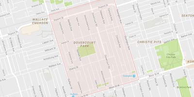 Žemėlapis Dovercourt Parko kaimynystės Toronto