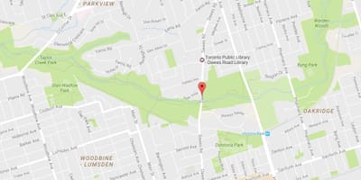 Žemėlapis Dawes kelių Toronto