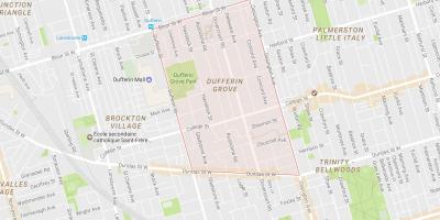 Žemėlapis Dufferin Grove kaimynystėje Toronto