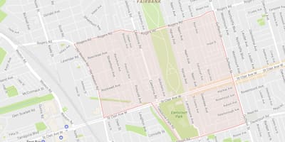 Žemėlapis Earlscourt kaimynystės Toronto