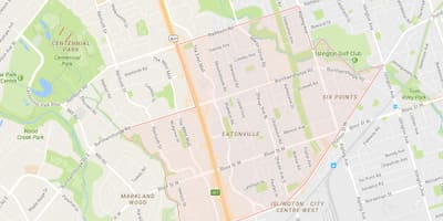 Žemėlapis Eatonville kaimynystės Toronto