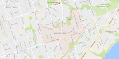 Žemėlapis Eglinton Rytų kaimynystės Toronto