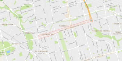Žemėlapis Eglinton Vakarų kaimynystės Toronto