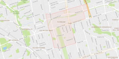 Žemėlapis Fairbank kaimynystės Toronto