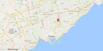 Žemėlapis Flemingdon Park rajone Toronto