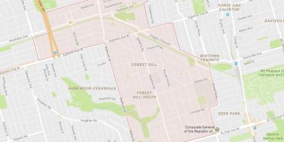 Žemėlapis Forest Hill kaimynystės Toronto