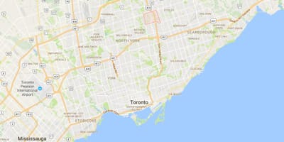 Žemėlapis Hillcrest Kaimas rajono Toronto