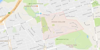 Žemėlapis Hoggs Tuščiaviduriai kaimynystės Toronto