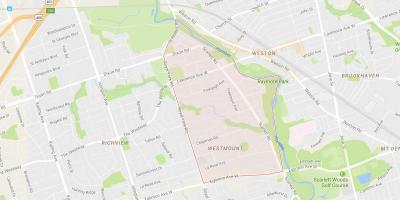 Žemėlapis Humber Aukštis – Westmount kaimynystės Toronto