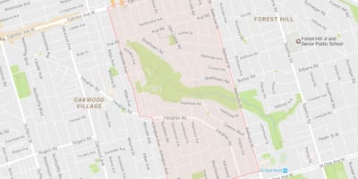 Žemėlapis Humewood–Cedarvale kaimynystės Toronto