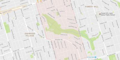 Žemėlapis Humewood–Cedarvale kaimynystės Toronto