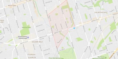 Žemėlapis Ionview kaimynystės Toronto