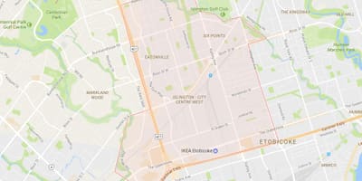 Žemėlapis islington, o tikslas-Miesto Centras Vakarų kaimynystės Toronto
