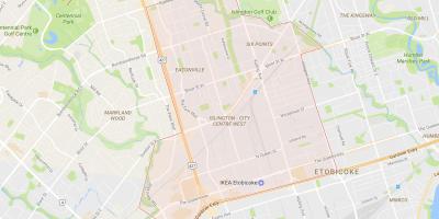 Žemėlapis islington, o tikslas-Miesto Centras Vakarų kaimynystės Toronto