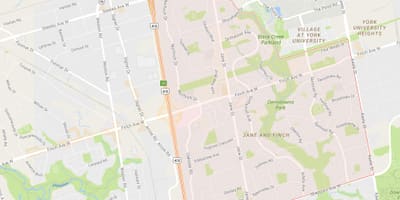 Žemėlapis Jane ir Amadinai kaimynystės Toronto