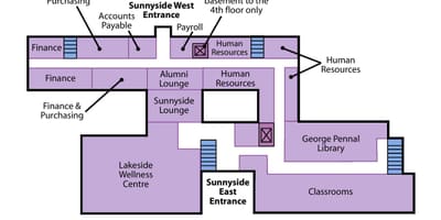 Žemėlapis Juozapo Sveikatos centre Toronto Sunnyside 1 lygis