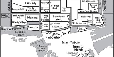 Žemėlapis Kaimynystėje Pietų Core Toronto