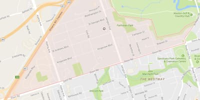 Žemėlapis Kingsview Kaime kaimynystės Toronto