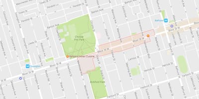 Žemėlapis Koreatown kaimynystės Toronto