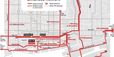 Žemėlapis, ant jūros Kranto Rytų patobulintas tinklo Toronto