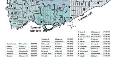 Žemėlapis Lauko baseinai Toronto