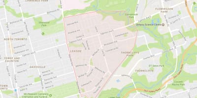 Žemėlapis Leaside kaimynystės Toronto