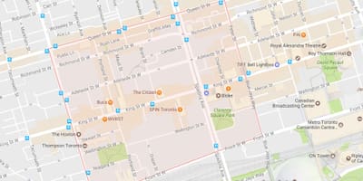 Žemėlapis Mados Rajono kaimynystės Toronto