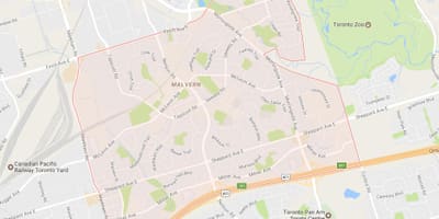 Žemėlapis Malvern kaimynystės Toronto