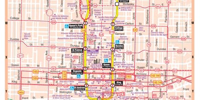 Žemėlapis Metro stotis downtown Toronto